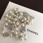 Chanel經典5C雙面帶鉆珍珠毛衣鏈