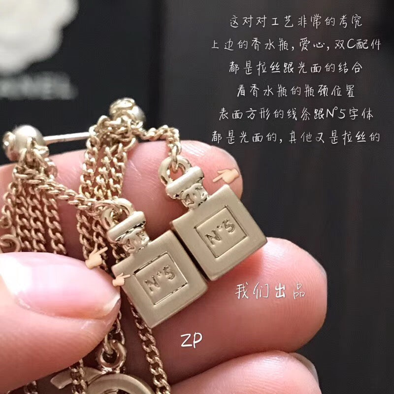 Chanel雙C愛心配件耳墜